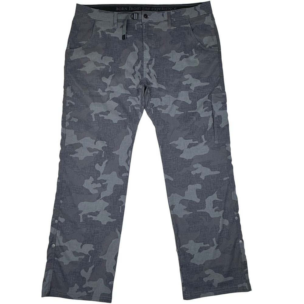 Prana Camo Cargo Hiking Outdoor Pants Mens 42x32 Gray Zion Stretch Army Gorpcore